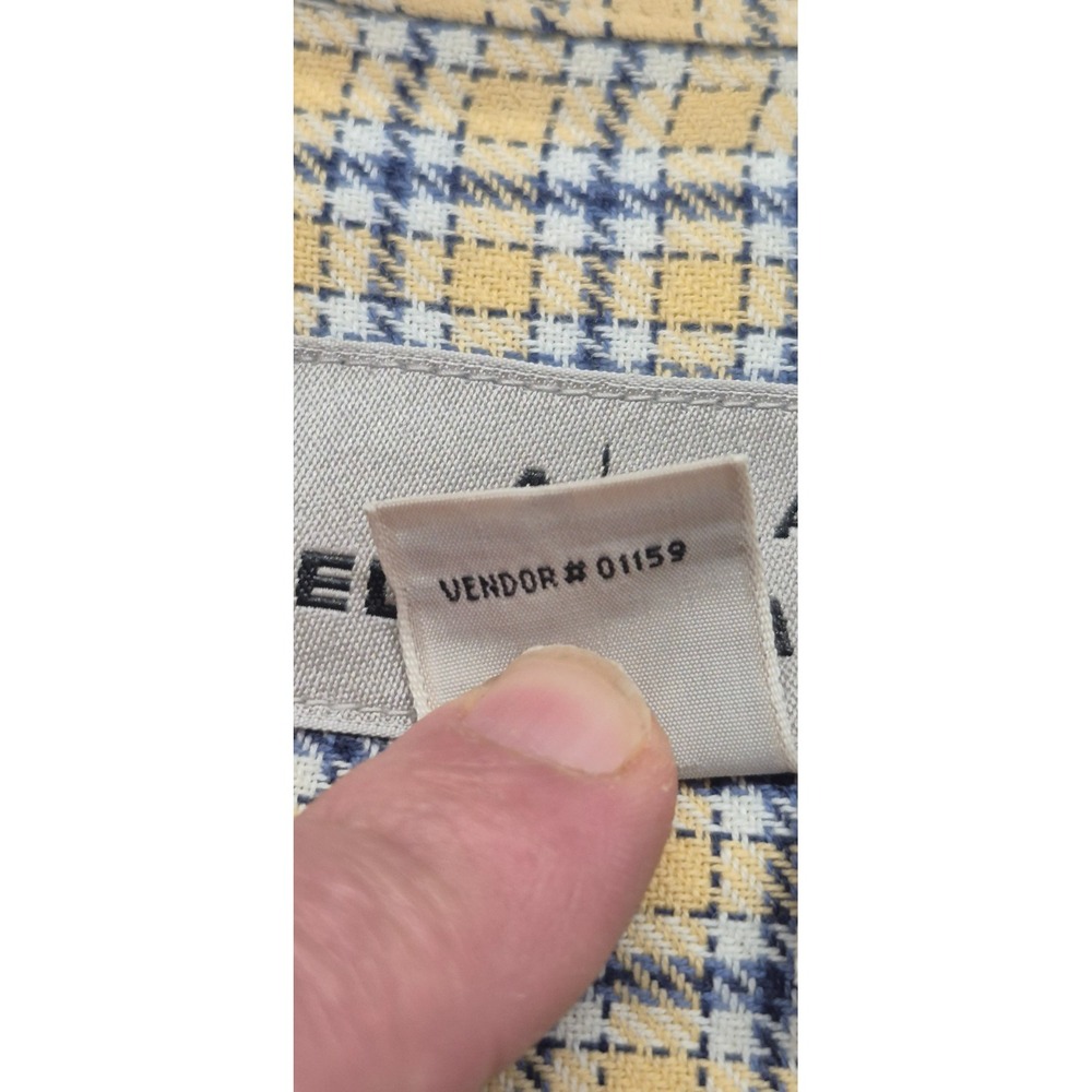 VTG Eddie Bauer AKA men's yellow plaid long sleever button up shirt XLT‎ Cotton - Picture 4 of 13